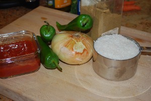 Picture of Ingredients for Rice with Tomato and Onions aka Arroz